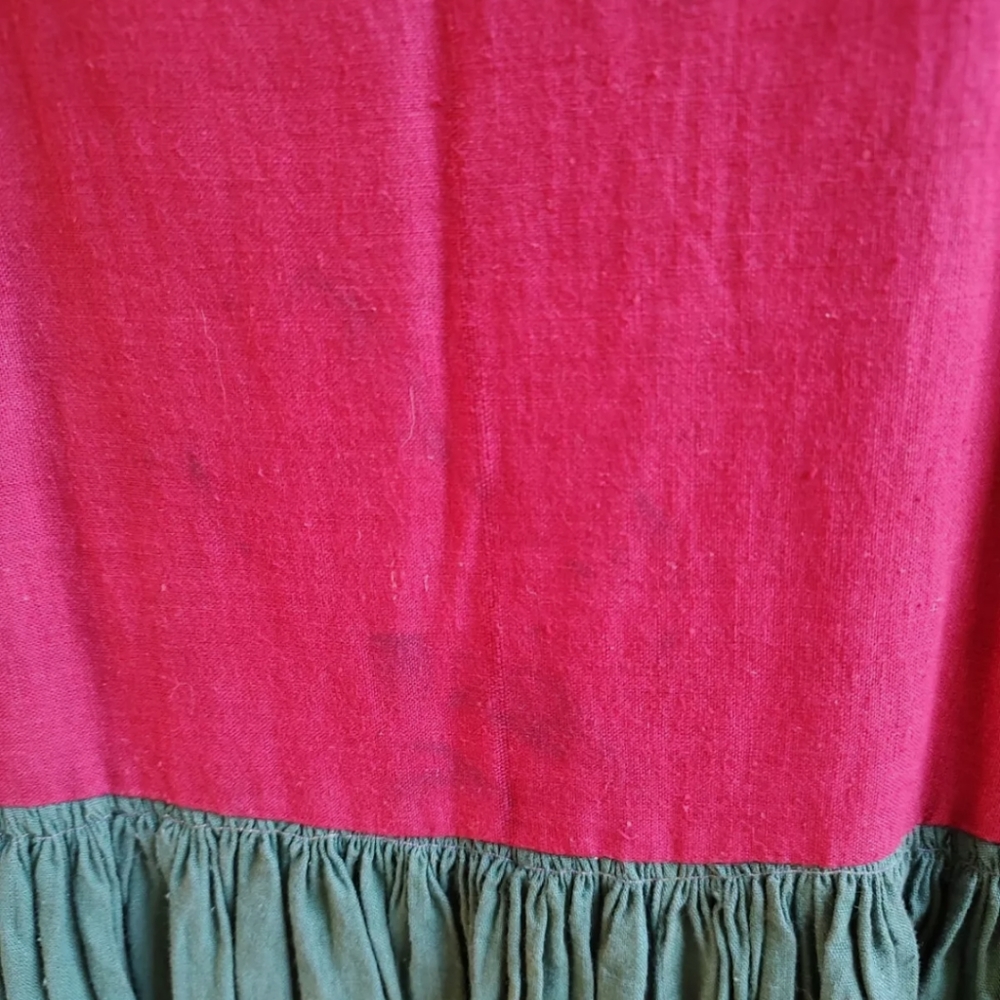 Vintage 70s Red Black Kaftan Boho Handmade Small - image 6